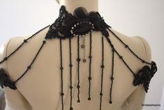 Elegant Handmade Body Jewelry For Party, Handmade Gothic Body Jewelry For Party, Elegant Black Body Jewelry For Evening, Elegant Black Adjustable Body Jewelry, Elegant Handmade Body Jewelry For Festival, Elegant Party Choker Body Jewelry, Elegant Party Body Jewelry Choker, Elegant Choker Body Jewelry Gift, Elegant Body Jewelry Choker For Gift