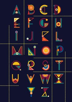 the alphabet is made up of different shapes and sizes, including letters that appear to be in