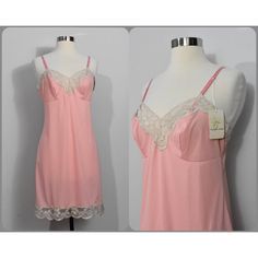 Pink Delicate Lace Nightgown, Pink V-neck Nightgown, Pink Sleeveless Vintage Nightgown, Pink V-neck Nightgown With Lace Trim, Vintage Sheer Pink Nightgown, Tank Top Skirt, Red Slip Dress, Vintage Slips, Black Slip Dress