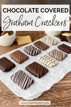 chocolate covered graham crackers on a table