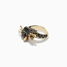 Effy Safari 14K Yellow Gold Black Diamond Double Headed Dragon Ring Black Snake Ring Gift, Collectible Black 14k Gold Jewelry, Dragon Ring, Gold Yellow, Black Diamond, Gold Black, Gemstone Rings, Yellow Gold, Gemstones