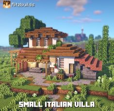 a small italian villa in the middle of some trees and bushes with text overlay that reads small italian villa