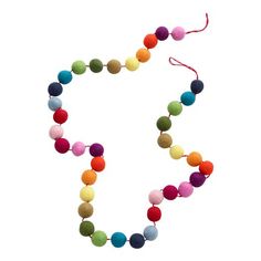 a multicolored beaded necklace is shown on a white background with the word love spelled