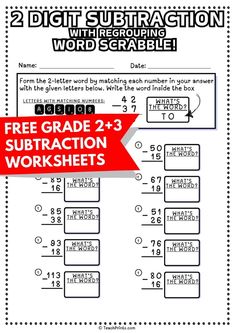 two digit subtraction worksheet for 3rd grade students to practice subtraction