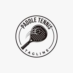 the paddle tennis logo is shown in black and white, with an image of a racquet