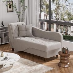 a living room scene with focus on the chaise