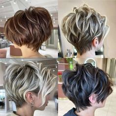 https://pin.it/mlMebccMl Short Stacked Hair, Stacked Hair, Spiked Hair, Pixie Haircut For Thick Hair, Growing Out Short Hair Styles, Mom Hairstyles