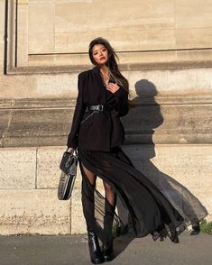 Caroline Hu, Wednesday Addams Outfit, Goth Chic, Dark Outfits, Total Black, All Black Outfit, Goth Outfits