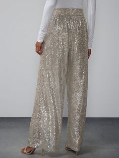 Mid Rise Sequin Embellished Pant | New York & Company Embellished Straight Leg Bottoms For Night Out, Chic Straight Leg Party Pants, Chic Straight Leg Pants For Party, Chic Evening Pants With Sequins, Chic Sequined Pants For Evening, Embellished Spring Bottoms, Embellished Straight Leg Pants For Night Out, Chic Sequined Wide Leg Pants For Party, Glamorous Embellished Bottoms For Evening