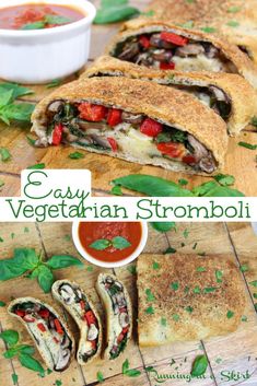 an easy vegetarian stromboli recipe on a cutting board