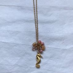 New & Unworn! Sterling Silver 14k Gold Dipped Sea Horse Necklace With Coral, Rose Quartz, & Crystal Beads. No Trades! Bundle & Save! Beach; Seashell; Nautical; Tropical; Gemstones; Healing Crystals; Beachy; Summer Coral Necklaces With Gold Beads For Gifts, Orange Necklace With Gold Beads For Gifts, Orange Necklaces With Gold Beads For Gifts, Coral Beaded Chain Necklace As A Gift, Coral Beaded Chain Necklace For Gift, Coral Beaded Chain Jewelry Gift, Coral Beaded Chain Jewelry, Coral Beaded Chain Jewelry As A Gift, Coral Beaded Chain Jewelry For Gifts