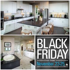 the black friday sale is on for all white kitchen cabinets and countertops, including an island with stools