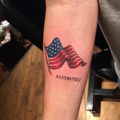 an american flag tattoo on the arm that reads, ra2309907