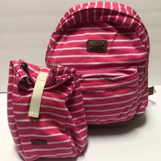 Nwt Madden Girl Pink With White Stripes Backpack And Matching Insulated Lunch Bag. Faux Leather Bottom And Padded Straps For Comfort. Length: 13”/ Height: 16”/ Width: 7”. Preppy Pink Bags For School, Preppy Pink Bag For School, Preppy Pink School Bag, Preppy Pink Standard Backpack, Preppy Pink Backpack For School, Pink Preppy Backpack For School, Everyday Pink Bags, Casual Pink Satchel Backpack, Preppy Pink Bag For Everyday Use