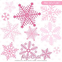 pink snowflakes on white background