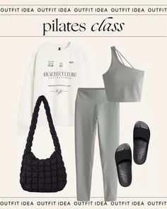 This matching set from Abercrombie and sweatshirt from H&M is perfect for Pilates class! Pair it with some slides and quilted tote bag, and you'll look stylish and comfortable! Class Outfit, Quilted Tote Bags, Night Time Routine, Quilted Totes, Look Stylish, Oversized Sweatshirt