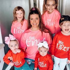 The Original | The Remix | The Encore | Family Matching Valentines Day | Outfits unisex sizing, suggested women size down for a more traditional women's fit. White professional screen print ink. *Note 3/6m and 6/12 month are baby bodysuits. Red Sweatshirts available here: https://www.etsy.com/listing/945899897/the-original-the-remix-the-encore Matching Letter Print Tops For Family Events, Cute Letter Print Tops For Family Events, Family Matching Tops With Letter Print For Gatherings, Matching Crew Neck Tops For Family Events, Crew Neck Tops With Letter Print For Family Events, Family Matching Red Tops With Letter Print, Family Matching Long Sleeve T-shirt, Cute Crew Neck Top For Family Events, Long Sleeve Tops With Name Print For Family