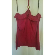 Guess Wild Berry Women's Ruffle O-Ring Halter Top Tank Size Xl Nwt Measurements Are Approximate And Were Taken While Garment Is Laying Flat. Please Compare These Measurements To A Similar Product You Already Own To Ensure Fit. Arm Pit To Pit: 18" Length: 21" No Stains, Holes Or Visible Damage. Ring Halter, Wild Berry, Top Tank, O Ring, Halter Top, Berry, Womens Tops, Tank Tops, Ring