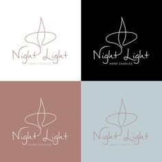 four logos for night light home candle couts, including one with a star and the