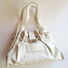 Jc Leather Purse White Bucket Bag Chrome Accents New Please Examine All Photos Closely!! We Do Not Have The Original Receipt Any Longer Sold As Is With No Verification Is Provided. Absolutely Gorgeous - Never Used With Logo Dust Bag 15" Wide At Base X 9" In Height 8.5" Strap Drop Magnet And Flip Closure Zipped Inner Pocket Lots Of Strap Detail No Scratches, Stains Or Marks Of Any Kind - Perfect White Bags With Leather Handles For Formal Occasions, White Formal Bags With Leather Handles, Formal White Bags With Leather Handles, White Shoulder Bag With Silver-tone Hardware And Double Handle, White Shoulder Bag With Silver-tone Hardware For Daily Use, White Tote Shoulder Bag With Silver-tone Hardware, White Shoulder Bag With Silver-tone Hardware For Travel, Designer White Satchel With Palladium Hardware, Chic White Satchel With Leather Handles