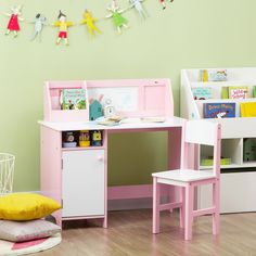 a child's desk and chair in a room