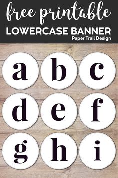 the printable lowercase banner is shown with letters and numbers in black on white