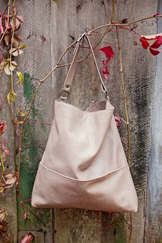 Genuine leather hobo bag with regulated handle mat by DingoM Valentines Day Presents, Hobo Bags, Leather Hobo Bag, Everyday Bag, Leather Hobo, Lithuania, Metal Rings, Hobo Bag, High Quality Leather