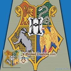 the hogwarts crest from harry potter cross stitch pattern by hooked creations