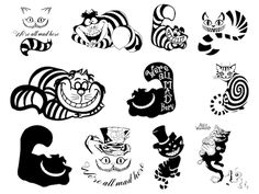 several different types of cartoon cats and their names are shown in black on the white background