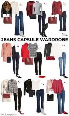 A jeans capsule wardrobe | 40plusstyle.com Jeans Dressed Up, How To Match Clothes Outfit Ideas, How To Dress Up Jeans, Jeans Capsule Wardrobe, Jeans Outfit Ideas For Women, Jeans Over 50, Stylish Jeans Outfit, How To Wear Jeans, Jeans Outfit Ideas