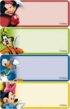 mickey mouse name tags with different designs