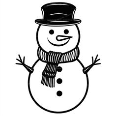 a snowman wearing a hat and scarf