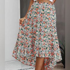 Size Small High Waist Skirt Multicolored Elastic In The Back Of Waist Blue Pleated Skirt, Chambray Skirt, Polka Dot Midi Skirt, Faux Leather Midi Skirt, Floral Pleated Skirt, Cream Skirt, Mid Skirt, Plaid Pleated Skirt, Skirts Midi High Waisted