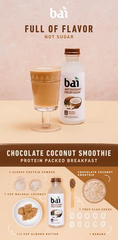 chocolate coconut smoothie with ingredients to make it look like an ice creamer and milkshake