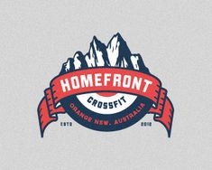 the logo for homefront property, which is located on top of a mountain range