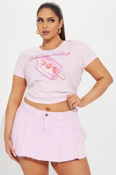 Available In Pink. Crew Neck Short Sleeve Front Screen Stretch Disclaimer: Due To The Printing Process A Difference In Saturation May Occur. Each Garment Is Unique. 65% Polyester 35% Cotton Imported | Sweet & Delicious Tee Shirt in Pink size XS by Fashion Nova Fitted Pink Graphic Tee Shirt, Pink Graphic Print Crop Top, Pink Y2k Shirt For Spring, Pink Y2k Style Spring Shirt, Y2k Relaxed Fit Tops For Spring, Y2k Style Relaxed Fit Tops For Spring, Relaxed Fit Y2k Tops For Spring, Pink Crew Neck, Pink Fashion