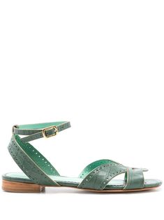 Pale White Skin, Green Sandals, Pink Pants, Ankle Straps, Green Leather, Body Size, Heeled Sandals, Embossed Leather, Forest Green