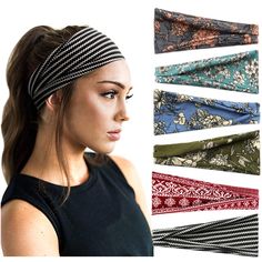 PRICES MAY VARY. 【6 Pieces Value Pack】GREAT VALUE 6 sport headbands for women & girls in your parcel, Bohemia element of this stretchy exercise headband to meet your daily requirements. The sweat-wicking sweatband supplies you a chic choice different from others ! 【Great Material】SOFT STRETCHY FABRIC. This woman running head band was crafted from 95% polyester 5% spandex to keep it's stretch, very lightweight as also. This yoga head wrap delivers a supportive fit for all sports need. 【Comfortabl Boho Headbands, Autumn Hair Accessories, Yoga Hair, Running Headbands, Athletic Headbands, Long To Short Hair, Workout Hairstyles, Stil Boho, Workout Headband