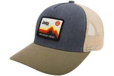 Jeep Have Fun Out There Trucker Patch Hat - Goats Trail Outdoor Mesh Trucker Hat With Curved Visor, Outdoor Trucker Hat With Curved Visor And Breathable Mesh, Casual Trucker Hat With Breathable Mesh For Outdoor Activities, Casual Trucker Hat With Breathable Mesh For Outdoor, Casual Mesh Trucker Hat For Outdoor Activities, Casual Mesh Snapback Hat For Outdoor Activities, Outdoor Mesh Baseball Cap With Logo Patch, Outdoor Mesh Trucker Hat With Visor, Casual Summer Trucker Hat For Hiking