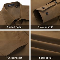 Button closure Shirt Hand Wash Only Stripe Ties : 3.4" wide x 59" long (8.6x 150cm); Pocket Square : 12" x 12" (31*31cm) Material: 60% polyster，40% cotton Occasions for business/party/dating/wedding etc. Gifts as thanksgiving/Xmas/valentine's day/birthday etc. Packaging includes: 1X Solid Long Sleeve; 1X Stripe Necktie; 1X Handkerchief Solid Color Dress Shirt For Office In Fall, Solid Color Button-up Dress Shirt For Fall, Solid Button-up Dress Shirt For Fall, Fall Season Solid Color Button-up Dress Shirt, Solid Fall Dress Shirt For Office, Brown Long Sleeve Shirt With Buttons, Fall Office Solid Dress Shirt, Fall Office Dress Shirt, Brown Shirt With Lapel Collar And Button Closure