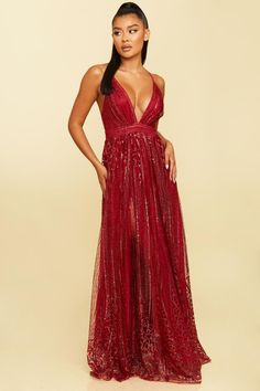 Sequin Border Maxi Gown Dress-MAXI DRESS Maxi Gown, Maxi Gown Dress, Maxi Gowns, Gown Dress, Red Gold, Gowns Dresses, Jumpsuit Dress, Red Dress, Jumpsuit Romper