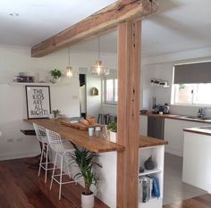 the kitchen is clean and ready to be used as a dining room or living room