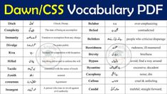 an arabic dictionary with the words dawn / css, vocably pdf