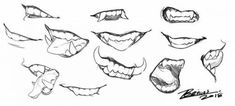 an image of various mouths drawn in pencil