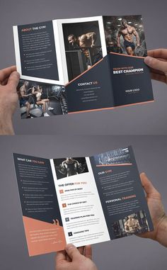 Corporate trifold brochure template Prem... | Premium Vector #Freepik #vector #brochure Corporate trifold brochure template Prem... | Premium Vector #Freepik #vector #brochure Gym Leaflet Design, Folding Brochure Design, 3 Fold Brochure Design, Creative Brochure Layout, Gym Brochure, Folding Brochure, Layout Editoriale