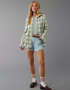 AE Oversized Plaid Flannel Shirt Flannel Outfit, Flannel Outfits, Oversized Flannel, Plaid Flannel Shirt, Cool Stuff, Mean Girls, The Cool, Plaid Flannel, Fitness Inspo