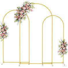 FEATURES: 1. Various option for arch stand in different sizes, it can be tailored to suit any setting or occasion. 2. Meticulously adorned with tulle, balloons, flowers, lush foliage to add a touch of style.  3. Makes a fun entrance for an event or a place to stand for another events. 4. Matches with lights, balloons, garlands, flowers to set the mood for special occasions. 5. Features a round top design in a minimalist white finish, adding a touch of opulence. 6. The gold finish exudes sophistication, makes a bold and memorable statement. 7. Perfect for wedding ceremony, proposal, bridal showers, birthday party, receptions. 8. Constructed of metal iron for being robust and durable, anti-deform, ensure stability. 9. Exquisite craftsmanship with anti-rust painting, suitable for use outdoor Frame For Birthday, Gold Wedding Arch, Metal Arch Backdrop, Arched Backdrop, Balloon Arch Frame, Arch Backdrop Stand, Door Backdrops, Arch Frame, Backdrop Frame