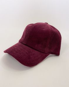 Corduroy material baseball cap. Comes in both Khaki and Burgundy. Adjustable. The perfect accessory for fall! Fall accessories, fall style, women's accessories, women's hat. Corduroy Cap, Corduroy Material, Fall Accessories, Fall Style, Hats For Women, Baseball Cap, Women's Accessories, Autumn Fashion, Baseball