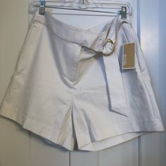 This Item Is Brand New, The Tags Are Still Attached. They Are Super Classy Shorts And Would Look Great With A Dusty Pink Turtleneck Crop Top And Some Cute Casual Sandal Heels. Enjoy! White Workwear Shorts With Belt Loops, Cotton Skort With Belt Loops, Cotton Skort With Belt Loops, Short Length, Cotton Above Knee Shorts For Spring, White Above Knee Spring Bottoms, White Above-knee Spring Bottoms, Spring White Above Knee Bottoms, Elegant Short Cotton Skort, Classy Shorts