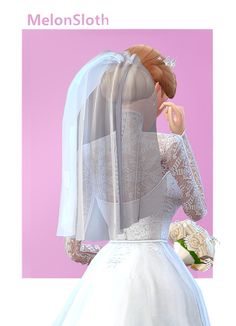 a woman in a white wedding dress holding a bouquet